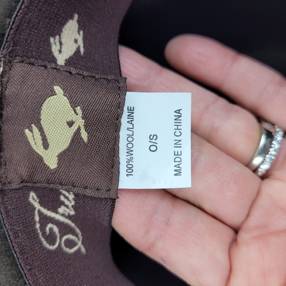 Peter Grimm Classic Wide Brim 100% Wool Brown Fedora Hat ribbon hat band and bow - Picture 8 of 11